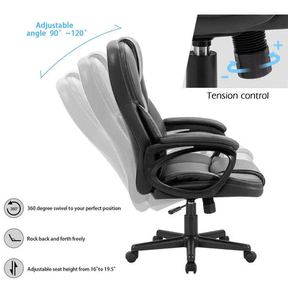 Furmax Ergonomic High Back Office Chair, Adjustable Height, PU Leather, 300 lbs Capacity, Swivel & Casters