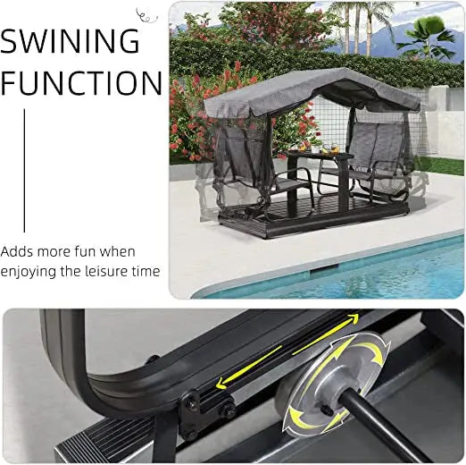 Retro-Style Metal Outdoor Glider Bench  Porch &amp; Patio Seating