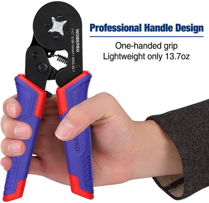 WORKPRO Self-Adjusting Ratchet Ferrule Crimper (AWG 287) with Ergonomic Grip
