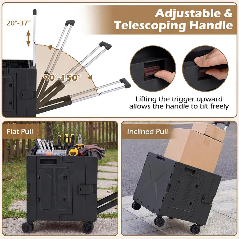 Lightweight Foldable Utility Cart with 360° Swivel Wheels