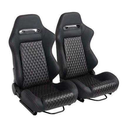 Premium Racing-Style Car Seat Set  Dual-Slider Design with Synthetic Suede Upholstery (Pair)