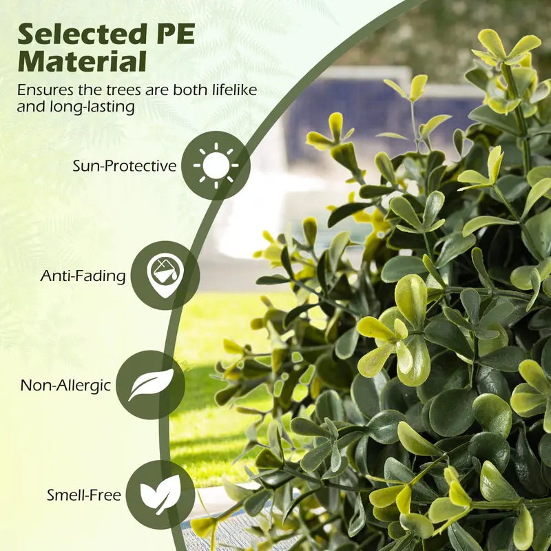 Set of 2 Faux Boxwood Topiary Trees  3-Foot Outdoor-Ready Ball Shrubs in Weighted Cement Pots