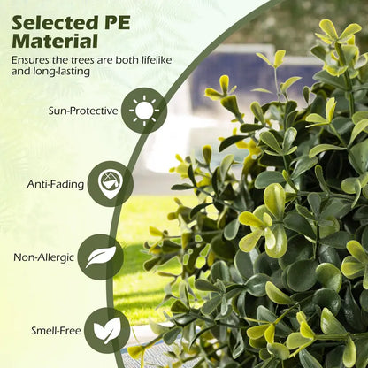Set of 2 Faux Boxwood Topiary Trees  3-Foot Outdoor-Ready Ball Shrubs in Weighted Cement Pots