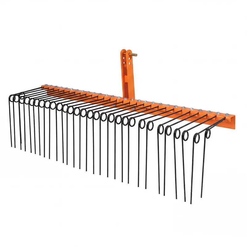 72-Inch Tow-Behind Pine Straw Rake  30-Coil Steel Tine Landscape Tool