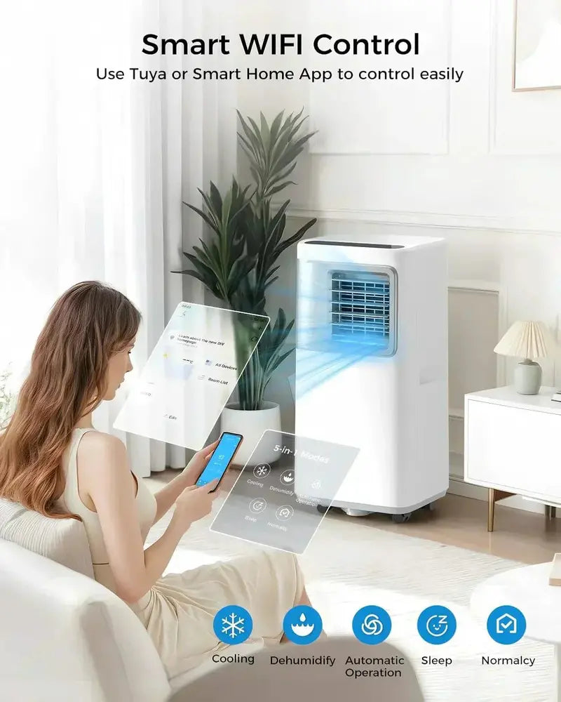 16,000 BTU Portable Smart Air Conditioner  5-in-1 WiFi-Capable Unit with App Control and Fan Mode