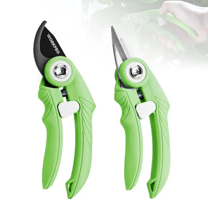 WORKPRO 2-Piece Garden Pruning Shears Set  6.9-Inch Bypass & Straight Clippers for Precision Trimming