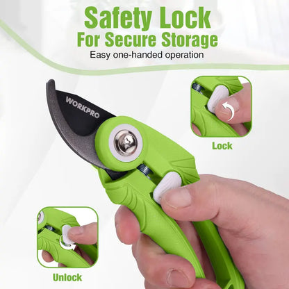 WORKPRO 2-Piece Garden Pruning Shears Set  6.9-Inch Bypass & Straight Clippers for Precision Trimming