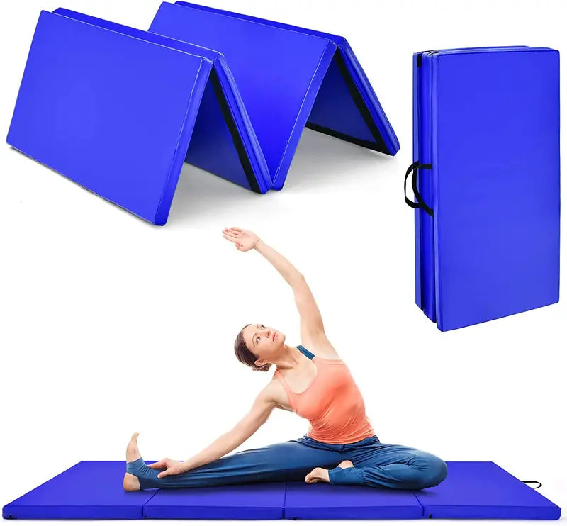 8′ x 4′ Four-Fold Gymnastics Mat  2-Inch Thick Tumbling Pad with Carry Handles