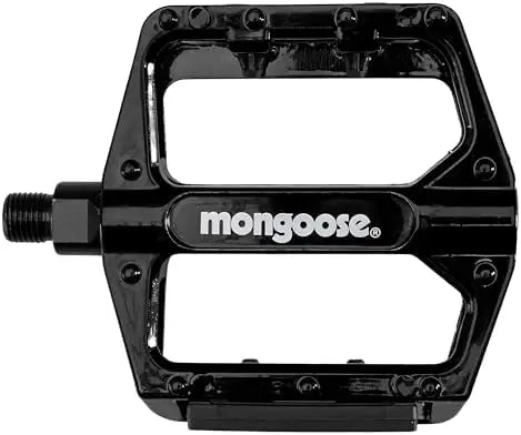 Mongoose Lightweight Durable Alloy Bike Pedals for Adults  1/2″ & 9/16″ Adapters, Reflective Strips, Wide Platform