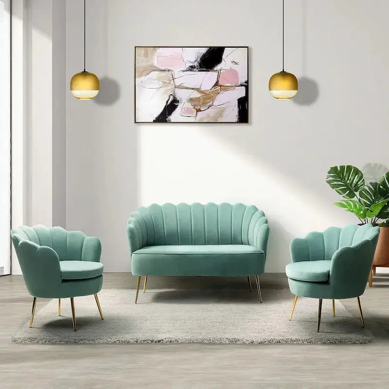 Xabier 3-Piece Living Room Set  52-Inch Modern Sofa and Matching Chairs by HULALA HOME