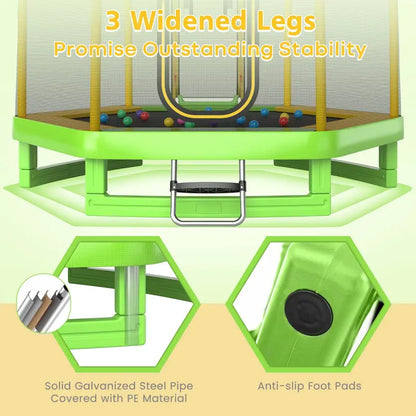 Kids’ Trampoline with Integrated Slide, 7-Foot ASTM-Certified Backyard Play Set