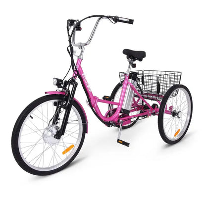 Adult Electric Tricycle  7-Speed Folding E-Trike with 24″ Wheels, 36V 10Ah Removable Battery, 250W Motor, and 330-Lb Load Capacity