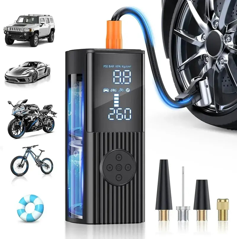180 PSI Cordless Tire Inflator with LED Work Light and Auto-Shutoff Precision Gauge
