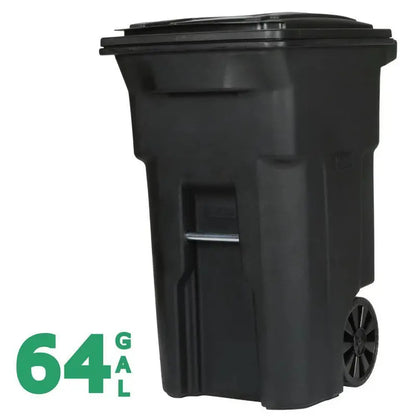 Toter 64 Gallon Black Outdoor Trash Can with Wheels & Lid, Durable & Recyclable