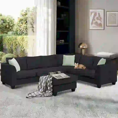 Versatile Reversible Sectional Sofa with Ottoman - Flexible Combination Module