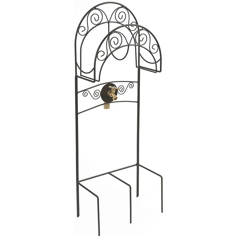 Liberty Garden 640 Carrington Durable Powder Coated Decorative Metal Outdoor Hose Stand w/Bib, Black