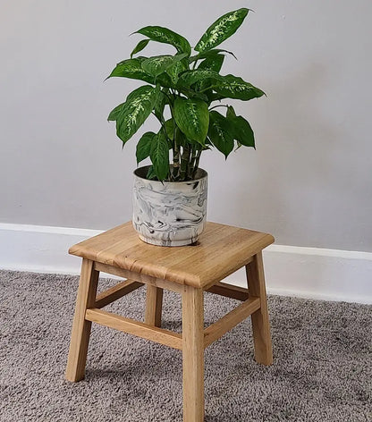 eHemco Solid Hardwood Wooden Step Stool for Adults and Kids, 12.25 Inches Height, Natural