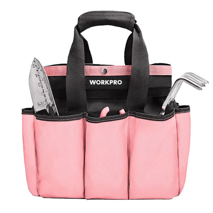 WORKPRO Pink Ribbon Garden Tote Bag: 8-Pocket Outdoor & Indoor Planting Organizer