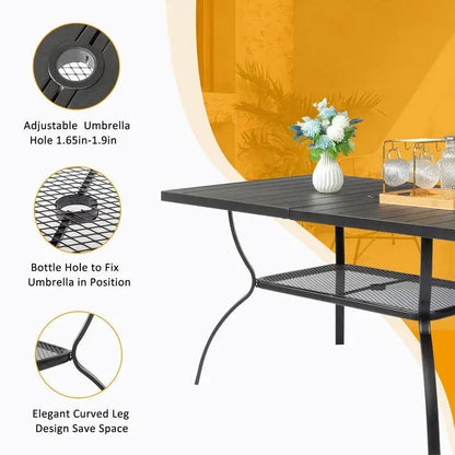 Wrought Iron Patio Dining Table  59″ Rectangular Outdoor Surface