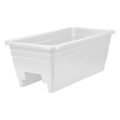 The HC Companies Heavy-duty 24 in. W Plastic Akro Deck Rail Box Planter, White with Plugs SPX24DB0A10C005LRBWT-WHITE