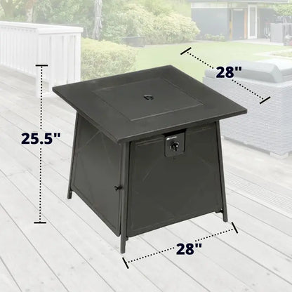 Four Seasons Dual-Heat Gas Fire Pit  50,000 BTU Square Patio Fire Table
