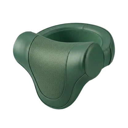 Ergonomic Car Headrest Neck Pillow with Contoured Memory Foam & PU Leather