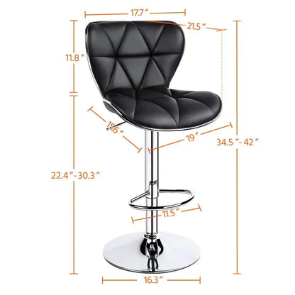 Alden Design Adjustable Midback Faux Leather Bar Stool, Set of 2, Black
