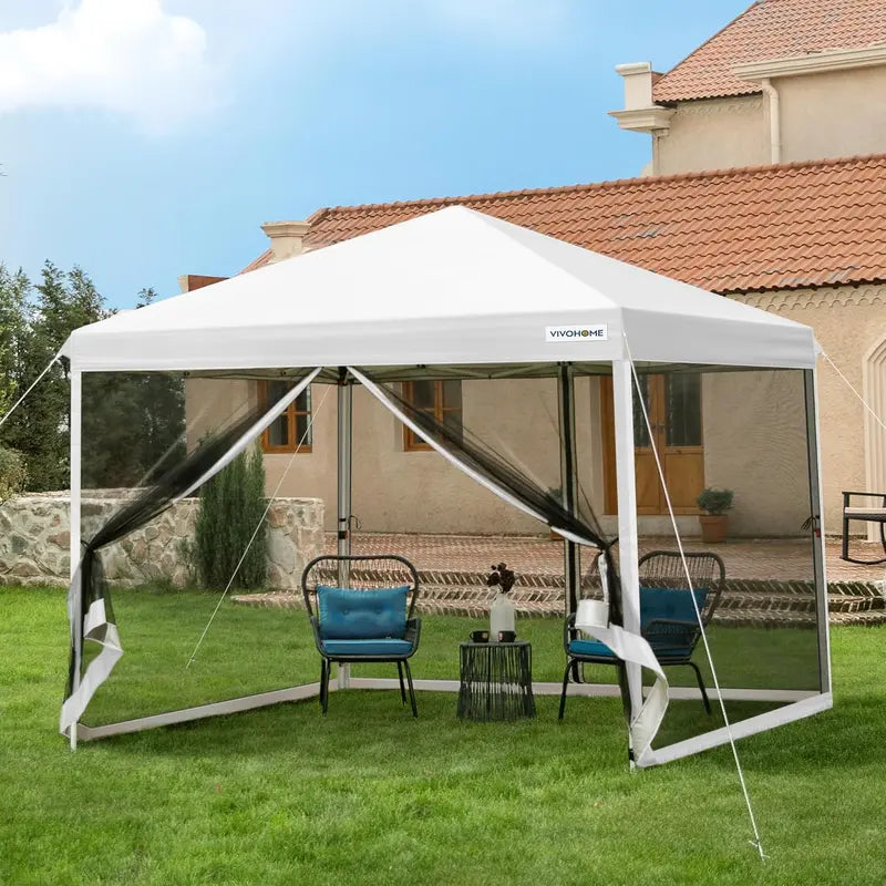 10×10 ft Pop-Up Canopy Screen Tent  Mosquito-Proof Outdoor Shelter with Dual Zipper Doors & Carry Bag