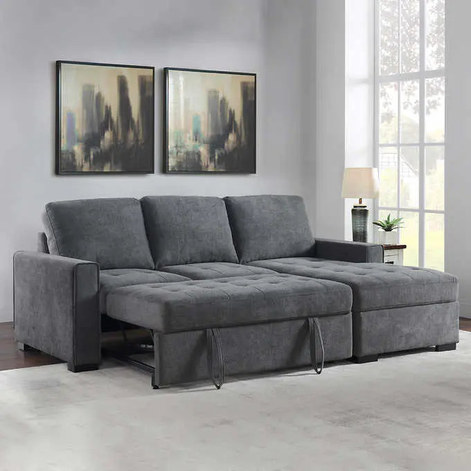 Kendale Modern Sleeper Sofa with Chaise & Hidden Storage Compartment
