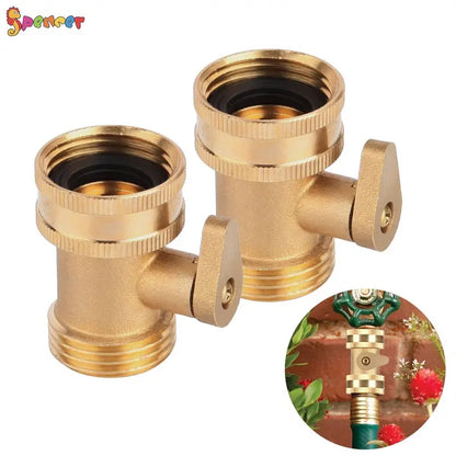 1/2Pack Garden Hose Brass Shut Off Valve, 3/4” Thread Heavy Duty Water Hose Connector Shut off Ball Valve Faucet Hose Adapter