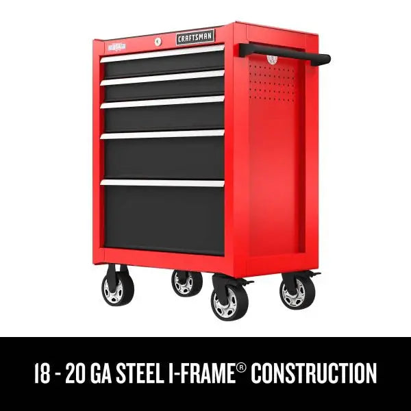 2000 Series Rolling Tool Cabinet  26″W × 36.5″H 5-Drawer Red Steel Storage Unit on Casters