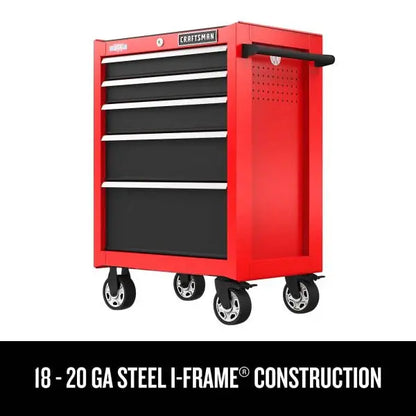 2000 Series Rolling Tool Cabinet  26″W × 36.5″H 5-Drawer Red Steel Storage Unit on Casters