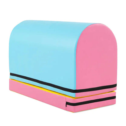 Mailbox-Style Tumbling Mat  Gymnastics Vaulting Box with Detachable Foam Mat & Carry Handle