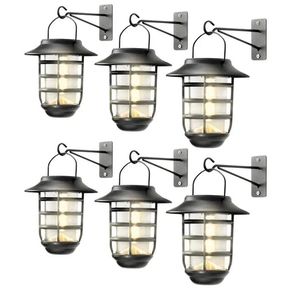 Home Zone Security Solar-Powered Outdoor Wall Lantern  Decorative Glass Design, No Wiring Required