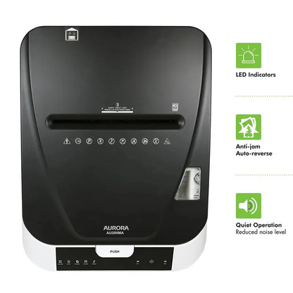 Aurora Commercial 200-Sheet Auto Feed Micro-Cut Paper Shredder, P-5 Security, 60-Min Runtime
