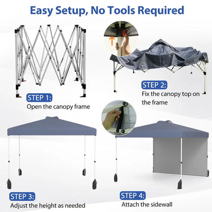 10 x 10 Foot Portable Canopy Tent  Includes One Sidewall & Wheeled Storage Bag