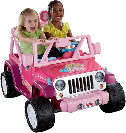 Power Wheels Barbie Jammin’ Jeep Wrangler  Ride-On Vehicle for Kids with Realistic Styling & Sounds