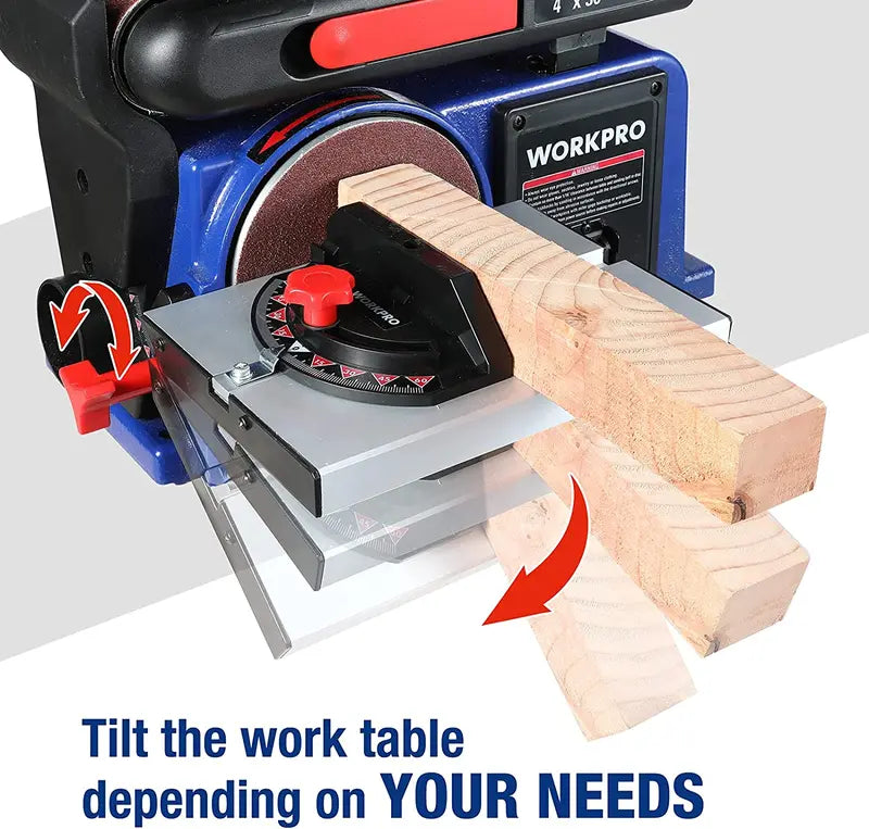 WORKPRO 4″ x 36″ Belt & 6″ Disc Sander Combo  Cast Iron Base with 6 Sanding Belts for Woodworking