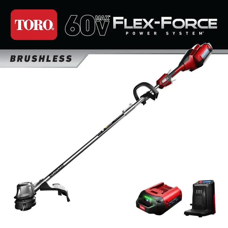 Toro 60V Max Lithium-Ion Brushless Cordless 14 in./16 in. String Trimmer  2.5 Ah Battery and Charger Included 51830