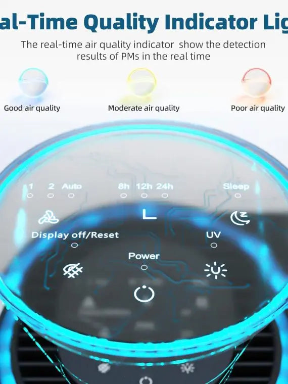 MK04 Air Purifier for Large Rooms, 1095 Sq Ft Coverage, HEPA Filter, Air Quality Sensors, Auto Function, White