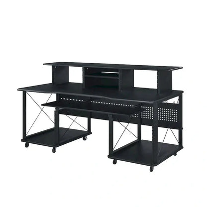 Mobile Rectangular Music Desk  8 Swivel Casters + Dedicated Keyboard Tray