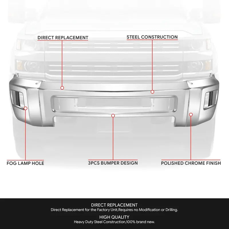 Modular Front Bumper for 20152019 Chevy Silverado 2500/3500  Without Parking Sensor Cutouts