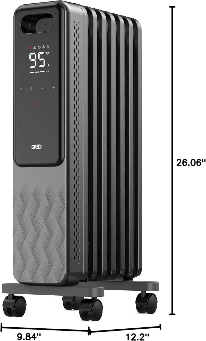 Dreo Oil-Filled Radiator Heater | 1500W Quiet Indoor Electric Heater with Remote, Child Lock, 4 Heat Modes, 24-Hour Timer, Digital Thermostat & Dual Safety Protection