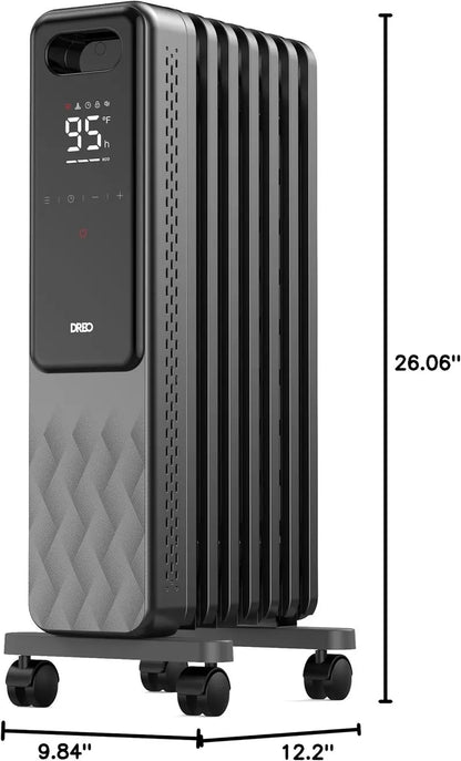 Dreo Oil-Filled Radiator Heater | 1500W Quiet Indoor Electric Heater with Remote, Child Lock, 4 Heat Modes, 24-Hour Timer, Digital Thermostat & Dual Safety Protection