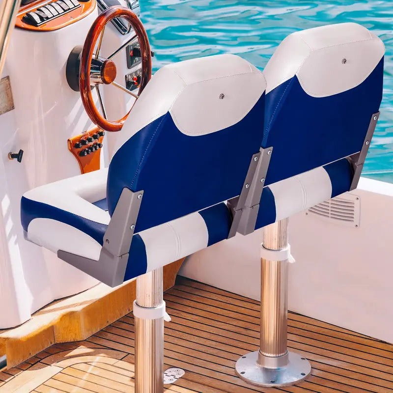 Low-Back Folding Boat Seats  2-Pack Marine-Grade Seat Set for Small Watercraft