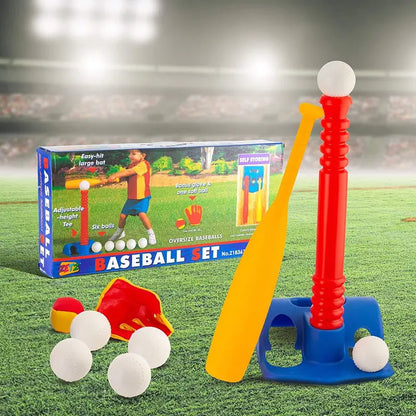 Tee-Ball Sport Set  6 Balls and 1 Soft Ball with Bat & Glove to Develop Baseball & Softball Skills  Primary Color Set for Kids in Carry Case
