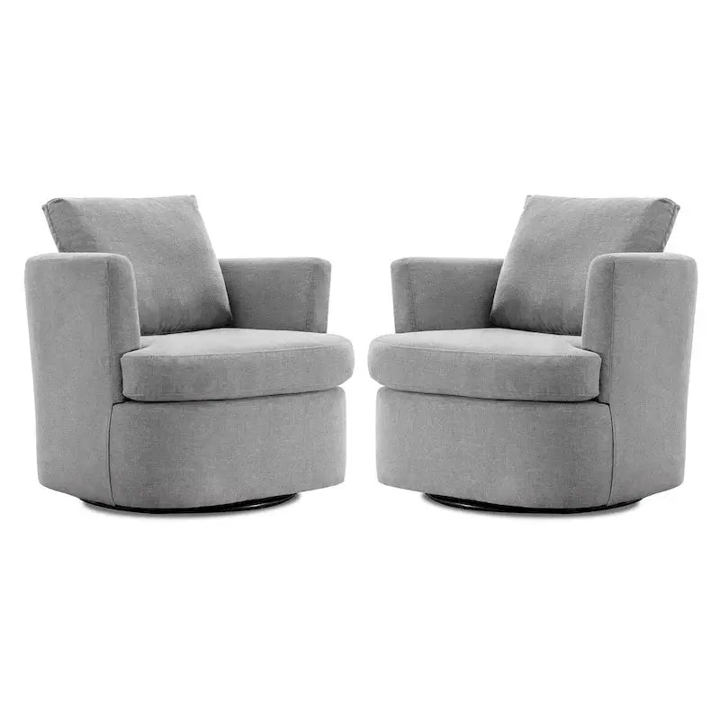 Modern Chenille Swivel Accent Chair  Barrel-Style Rotating Armchair for Living Spaces