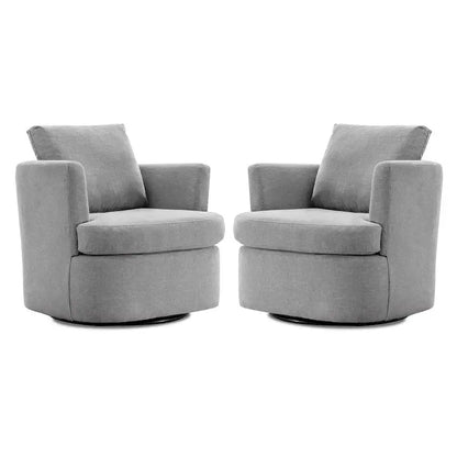 Modern Chenille Swivel Accent Chair  Barrel-Style Rotating Armchair for Living Spaces
