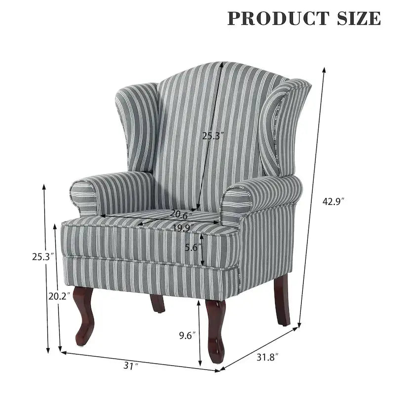 Classic Wingback Accent Chair Duo  Traditional Upholstered Armchairs for Living Spaces