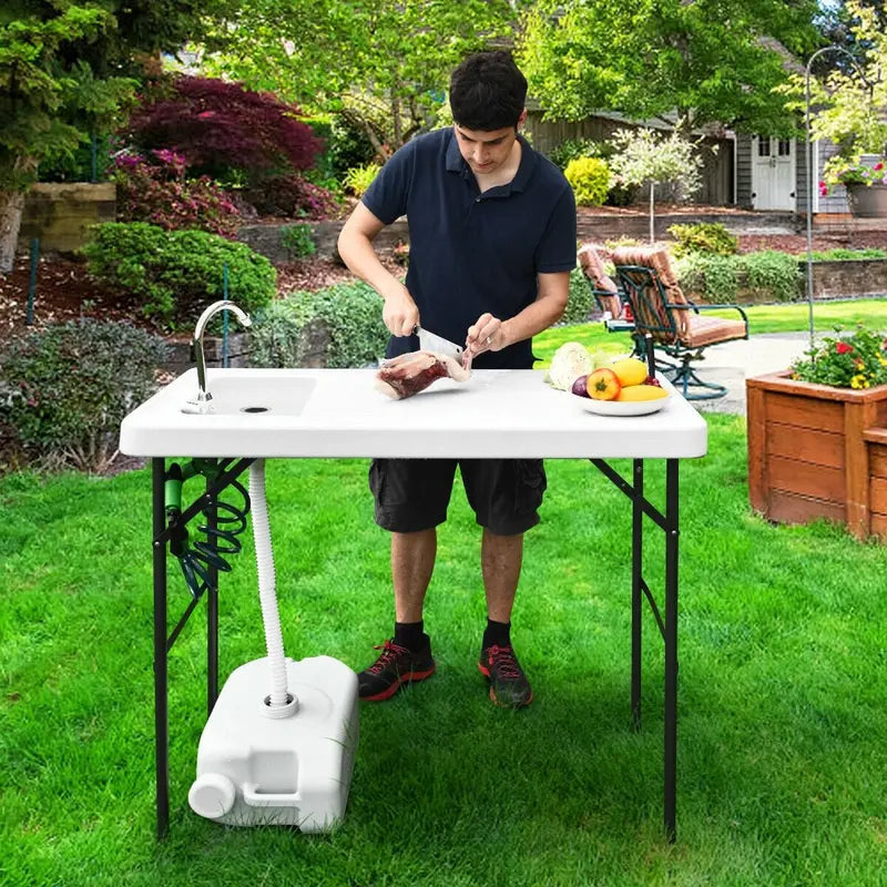 Foldable Fishing Table with Sink  Portable Fillet & Cleaning Station for Hunting and Camping